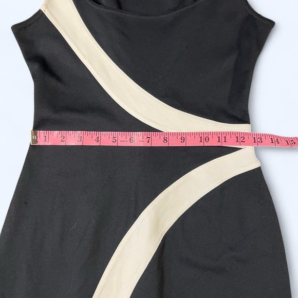 Vintage 90s Cache Black White Mini Dress Bodycon Small Party Retro Classy - Picture 4 of 7